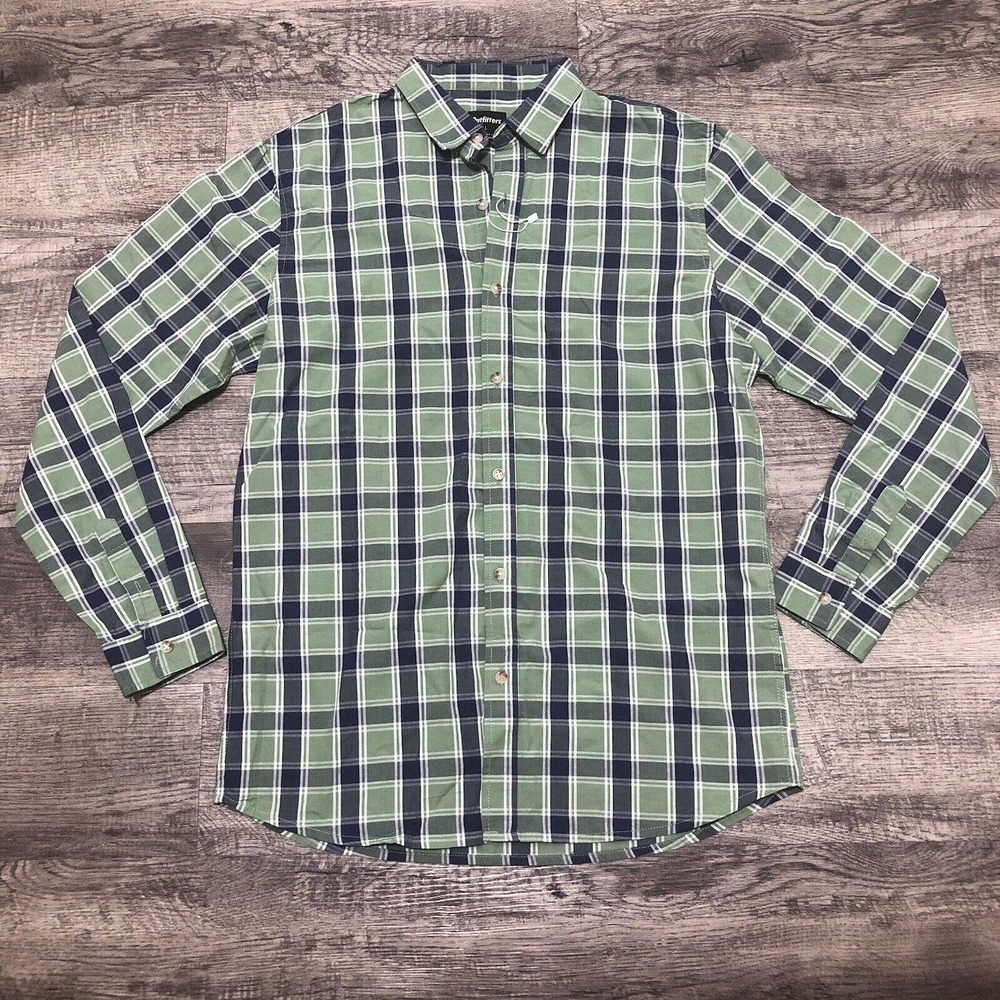 Men’s American Eagle Outfitters Sz L Shirt Plaid Blue & Green Button Down B1